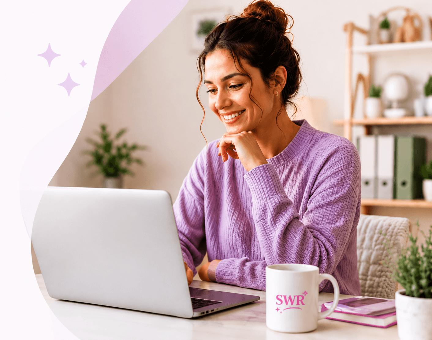 Professional woman working remotely on her laptop